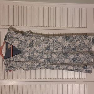 Loft dress, XL, blue white yellow, zipper, ties in the back, fully underlined